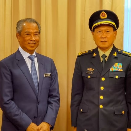 Malaysian Prime Minister Muhyiddin Yassin meets with visiting Chinese State Councillor and Defence Minister Wei Fenghe in Kuala Lumpur on Monday. Photo: Xinhua