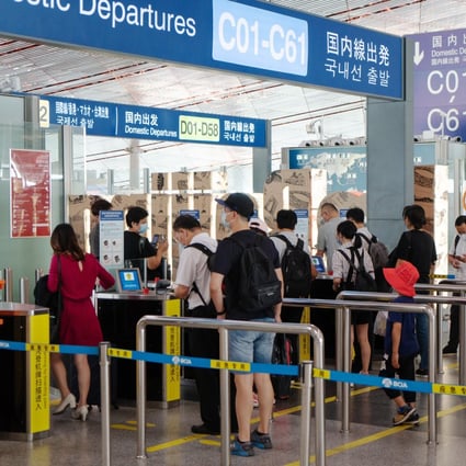 The domestic departures area at Beijing Capital International Airport on August 25. China’s aviation authority said its daily flight numbers had recovered to 90 per cent of pre-coronavirus levels by the end of last month. Photo: Bloomberg