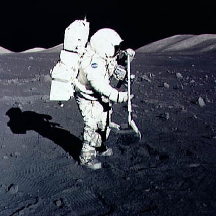 Nasa astronaut Harrison Schmitt collects lunar rock samples in 1972. Photo: AFP
