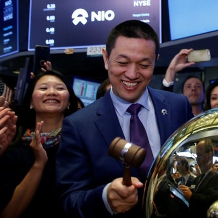 William Li Bin, CEO of Chinese electric vehicle start-up Nio, rings the bell at the New York Stock Exchange (NYSE) during the company’s initial public offering in September, 2018. Photo: Reuters