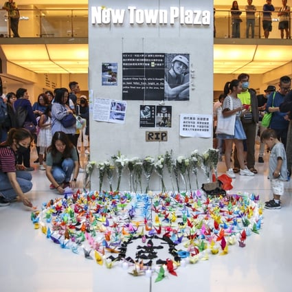 A memorial to Alex Chow sprung up at New Town Plaza in Sha Tin after his death last November. Photo: Winson Wong