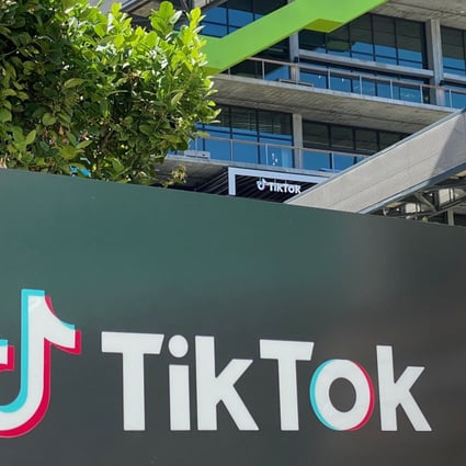The logo of Chinese video app TikTok is seen on the side of the company's new office space at the C3 campus in Culver City, Los Angeles. Photo: AFP