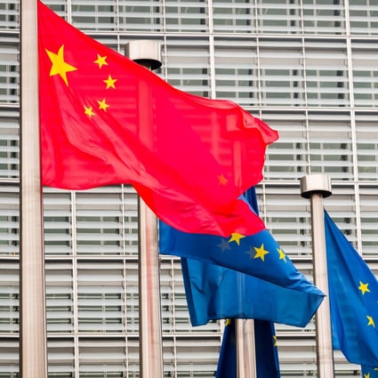China's national flag flies beside European Union flags before a China-EU summit held in Brussels in April 2019. Photo: Bloomberg