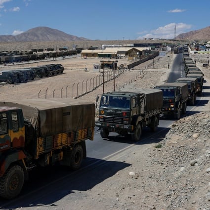 In a demonstration of tension at the border, military trucks carrying supplies move towards forward areas in the Ladakh region on September 15, 2020. REUTERS/Danish Siddiqui