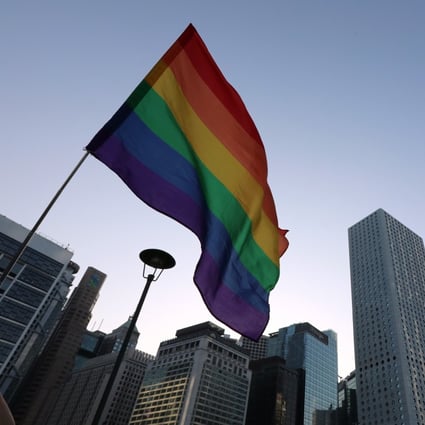 A rainbow flag flies at the Pride Parade assembly in Central on November 16, 2019. Acceptance of marriage equality among Hong Kong’s pro-establishment politicians and business community would help rehabilitate the city’s battered image. Photo: Felix Wong