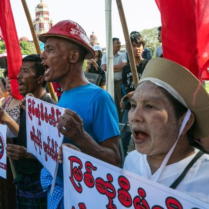 Protesters in Myanmar demonstrate against the Myitsone Dam project during a visit by Chinese President Xi Jinping. Photo: AFP