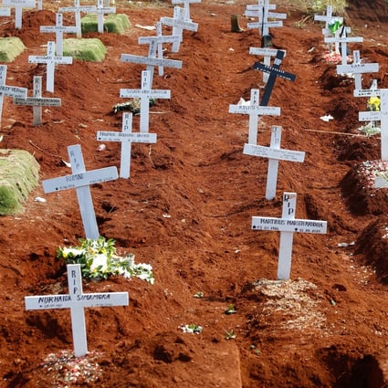 Workers prepare new graves for victims of the coronavirus at a cemetery in Jakarta, Indonesia. Photo: Reuters