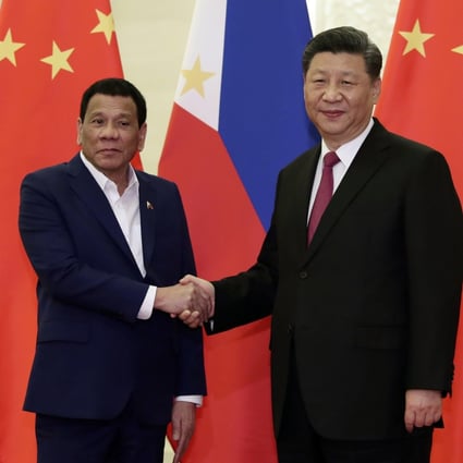 Philippine President Rodrigo Duterte pictured with Chinese President Xi Jinping at the Great Hall of the People in Beijing last April. Photo: AP