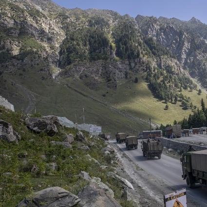 An Indian army convoy moves along a highway in Indian-controlled Kashmir in September. China said India’s designation of the region as a union territory is illegal. Photo: AP