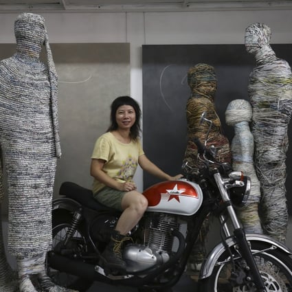 Artist Movana Chen in her Chai Wan studio. Photo: SCMP / Jonathan Wong