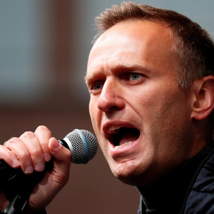 Russian opposition leader Alexei Navalny speaks at a rally in Moscow in September 2019. Photo: Reuters