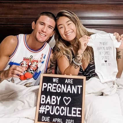 Bruno Pucci and Angela Lee celebrate after announcing their pregnancy. Photo: ONE Championship
