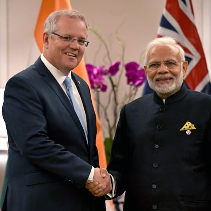 Australia’s PM Scott Morrison and India’s PM Narendra Modi. Photo: EPA-EFE