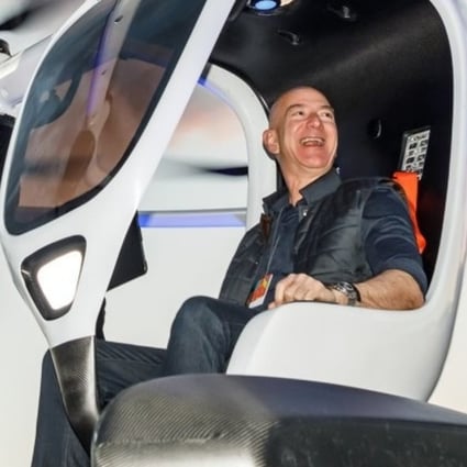 Jeff Bezos on Lift Aircraft’s Hexa. Photo: @LIFTAircraft/Facebook