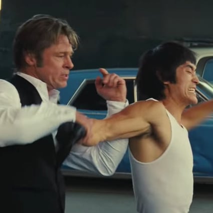 Brad Pitt as Cliff Booth and Mike Moh as Bruce Lee in Once Upon a Time in Hollywood. Photo: Sony Pictures Entertainment