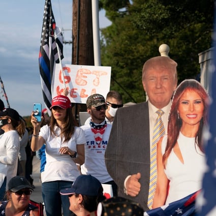 Supporters of Donald Trump rally outside Walter Reed Medical Center in Bethesda, where the US president is being treated for Covid-19. Photo: AFP