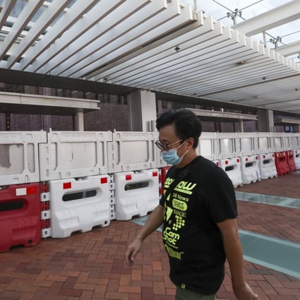 The area that hosted the Lennon Wall on the HKU campus has been closed off. Photo: Jonathan Wong