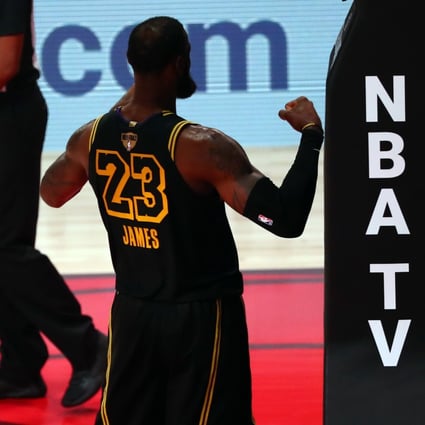 Los Angeles Lakers forward LeBron James reacts after making basket against the Miami Heat in game five of the 2020 NBA Finals. The game was the first shown on China’s CCTV in a year. Photo: USA Today Sports