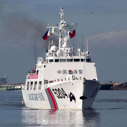 A Chinese coastguard vessel. Police have arrested nine members of a smuggling gang believed to have helped 12 Hong Kong fugitives in their attempt to flee to Taiwan. Photo: Weibo