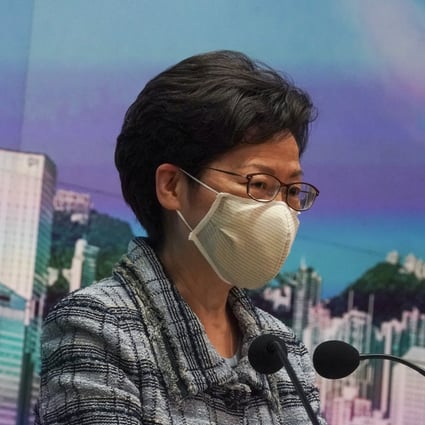 Hong Kong leader Carrie Lam told the press on Monday that Wednesday’s policy address was not going ahead as planned. Photo: Felix Wong