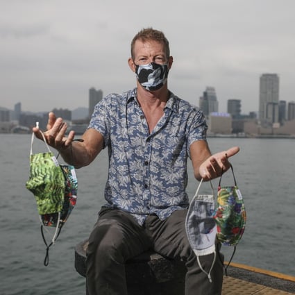 Doug Woodring, founder of Ocean Recovery Alliance, with reusable masks from the SpyHop Facewear collection that supports shark protection. Photo: Xiaomei Chen