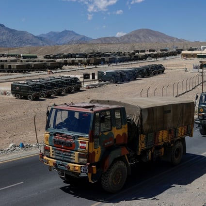Military trucks carrying supplies move towards forward areas in the Ladakh region. Photo: Reuters