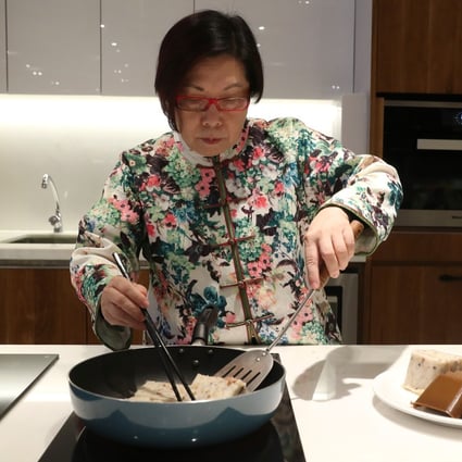 Theresa Mak, founder of Chinese food product retailer Dashijie, cooks radish cake at Maxim’s Centre in Cheung Sha Wan. She is one of a number of chefs in Hong Kong trying to keep Cantonese culinary traditions alive. Photo: K.Y. Cheng