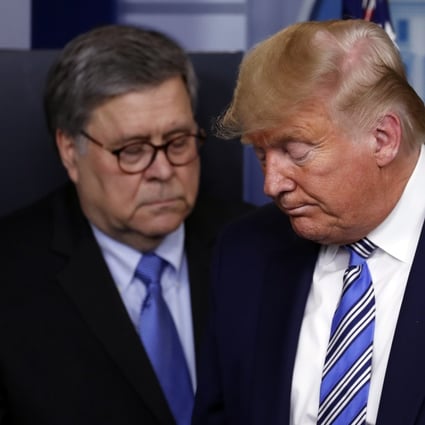 US Attorney General Bill Barr and US President Donald Trump. File photo; AP