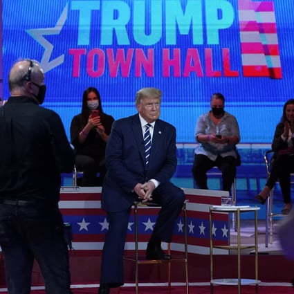 US President Donald Trump at the NBC News Town Hall in Miami on October 15, 2020. Photo: AP