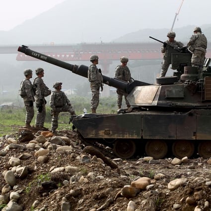 US Army soldiers and tanks are seen during an exercise in Gangwon province, South Korea. The two countries have been at loggerheads over the Trump administration’s demands that South Korea pay billions of dollars more towards the cost of their presence. Photo: EPA-EFE