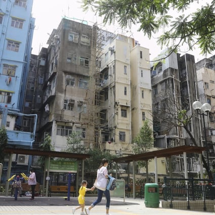 The area around the Thistle Street Rest Garden in Mong Kok, the site of a planned redevelopment scheme. Photo: Dickson Lee