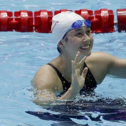 Hong Kong's Siobhan Haughey reacts after her women's 200m freestyle semi-final at the 2019 World Swimming Championships. Photo: AP