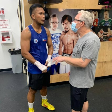 Emir Marcial and Hall of Fame trainer Freddie Roach at Wild Card Gym in Los Angeles. Photo: Emir Marcial/Facebook