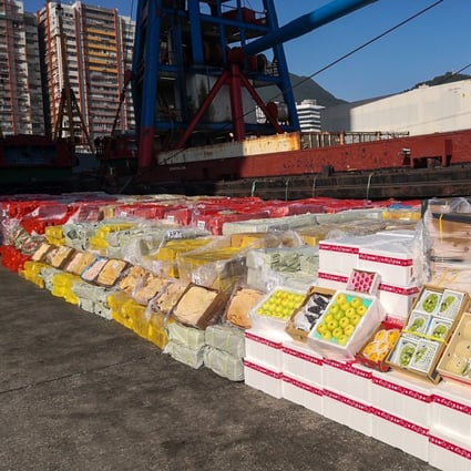 About four tonnes of high-end fruit was among the haul taken in a raid by Hong Kong customs officials on Thursday. Photo: Handout