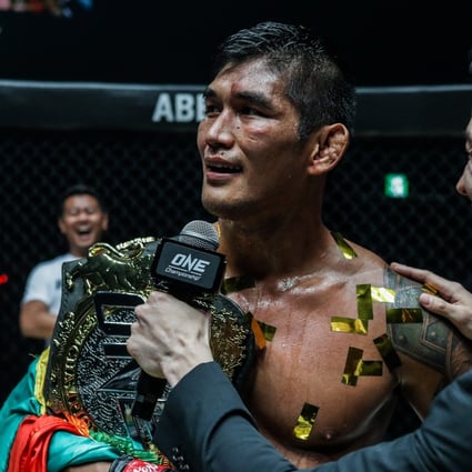 Aung La N Sang speaks to Mitch Chilson after defending his ONE light heavyweight title against Brandon Vera in Tokyo. Photos: ONE Championship