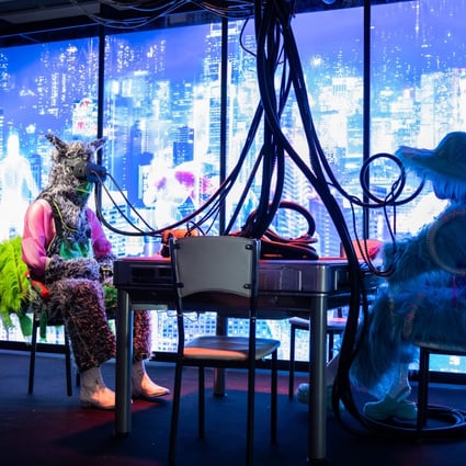 A futuristic mahjong game at “Heart of Cyberpunk” in Sham Shui Po in Hong Kong, a multidisciplinary fashion and design event. Photo: Design District Hong Kong