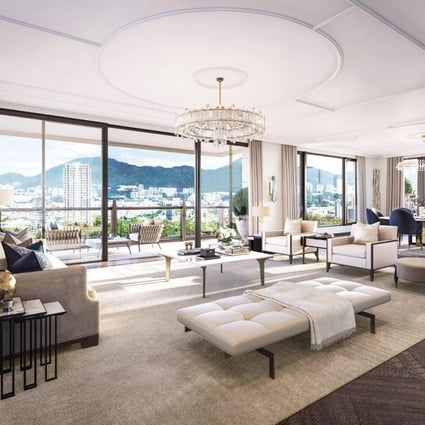 The interior of the 3,330-square-foot penthouse at the St George’s Mansions project in Kadoorie Hill. Photo: DBOX for Sino Land
