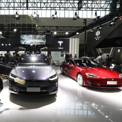 Tesla electric cars are displayed at Auto China 2020, Beijing International Automotive Exhibition, September, 2020. Photo: SCMP/ Simon Song