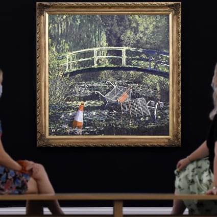 Show Me the Monet, which sold at auction for nearly US$10 million, transforms Monet’s The Water-Lily Pond – depicting a Japanese-style bridge in a garden – into a modern-day fly-tipping spot. Photo: AFP