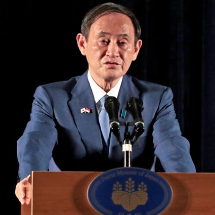 Japanese Prime Minister Yoshihide Suga speaks to the media during his visit to Jakarta, Indonesia, on October 21. Photo: Reuters