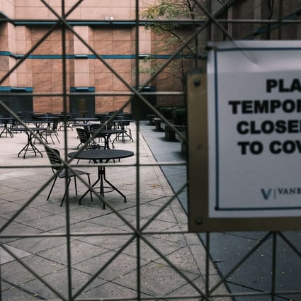 A closed plaza in New York City on October 21. The US has recorded at least 219,000 Covid-19 deaths, the highest toll in the world. Photo: Getty Images / AFP