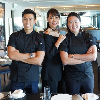 Christopher Ho King-tung (left), Bonnae Gokson and Nicola Tessa Ho (right) at Sevva. From November 5-7, Ho will create a six-course dinner for guests.