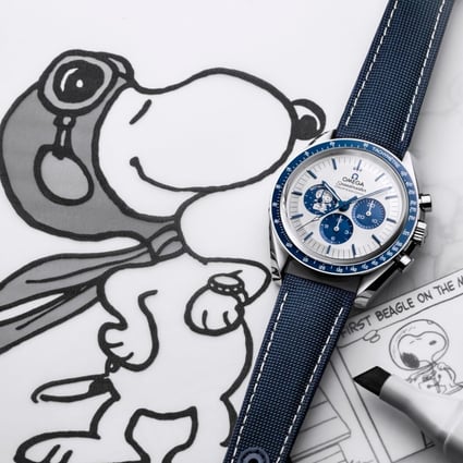 The Omega Speedmaster Silver Snoopy Award 50th Anniversary edition celebrates an unlikely relationship between Nasa’s moon landing and the iconic comic book character. Photo: Omega