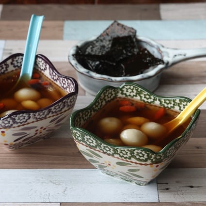 Susan Jung’s sesame brittle tong yuen in ginger broth. Photography: SCMP / Jonathan Wong. Styling: Nellie Ming Lee. Kitchen: courtesy of Culinart
