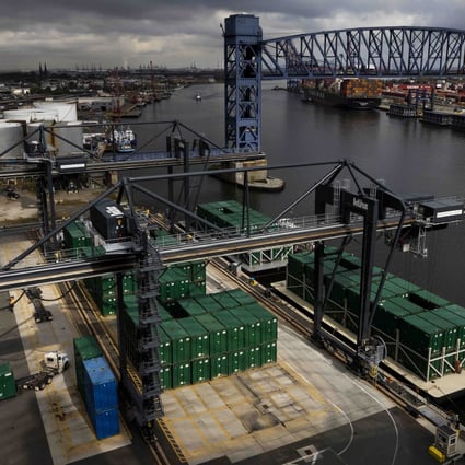 An industrial area near shipping container terminals along the port of Newark in New Jersey last week. Photo: EPA-EFE