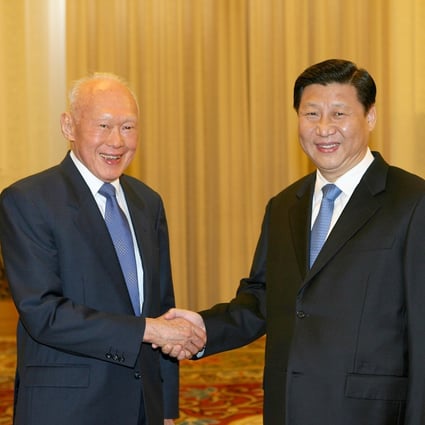 Xi Jinping, right, with Singapore’s former prime minister, Lee Kuan Yew, at the Great Hall of the People in Beijing in 2007. Photo: Xinhua