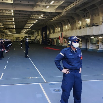Japan’s maritime self-defence soldiers on board the helicopter destroyer JS Kaga during a joint exercise with US forces off the south of Japan on October 26. Photo: Reuters