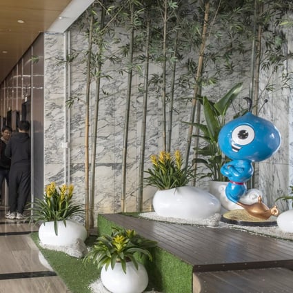Ant Group’s mascot is displayed at the company’s office in Hangzhou. Photo: Bloomberg