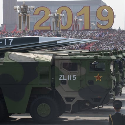 China showed off its DF-17 missiles at last year’s National Day parade in Beijing. Photo: AP