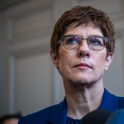Germany’s defence minister Annegret Kramp-Karrenbauer says Berlin and Canberra are united by shared values such as the rule of law, human rights and freedom of navigation. Photo: EPA